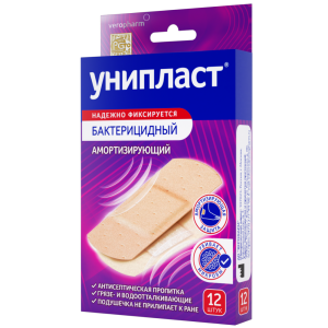 Купить: Унипласт пластырь 12 шт бактерицидный амортизирующий