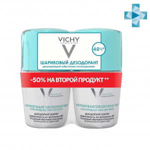 Купить: Vichy дезодорант шариковый регулирующий избыточное потоотделение 48 ч, 50мл 2 шт