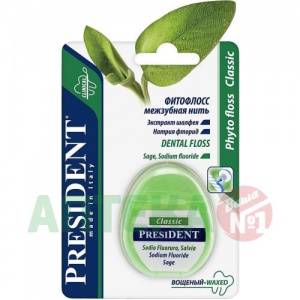 Купить: PresiDent Classic зубная нить 50м шалфей