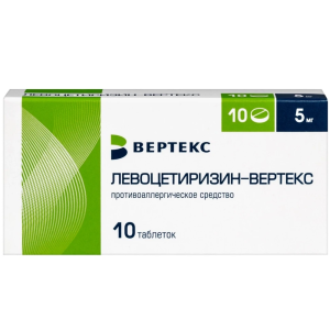 Купить: Левоцетиризин-Вертекс 5 мг 10 шт таблетки покрытые пленочной оболочкой