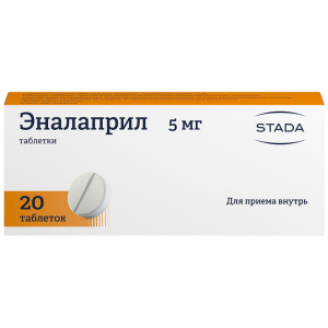 Купить: Эналаприл 5 мг 20 шт таблетки