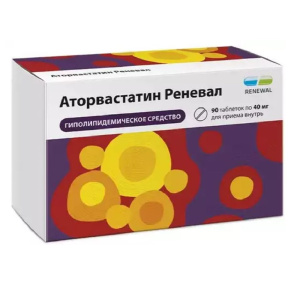 Купить: Аторвастатин Реневал таблетки покрытые пленочной оболочкой 40мг №90