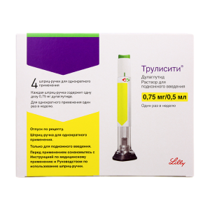 Купить Трулисити 0,75 мг/0,5 мл 0,5 мл 4 шт раствор для подкожного введения шприцы в шприц-ручках