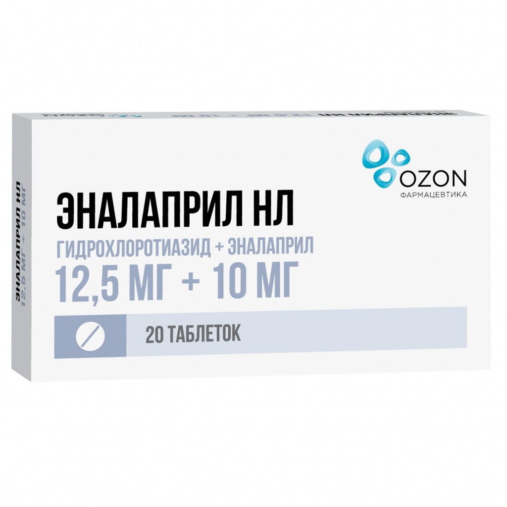 Эналаприл НЛ таблетки 12,5мг+10мг №20 ⭐ Купить в интернет-аптеке | Артикул:  43882 | Производитель: Озон - Ваша Аптека №1 | Москва и Московская область