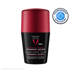 Купить: Vichy Homme Clinical Control 50 мл дезодорант-антиперспирант 96 ч против избыточного потоотделения 96 ч