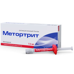 Купить: Метортрит 10 мг/мл 0,75 мл 1 шт раствор для инъекций шприц с иглой