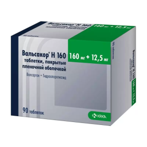 Купить: Вальсакор H 160 160 мг + 12,5 мг 90 шт таблетки покрытые пленочной оболочкой