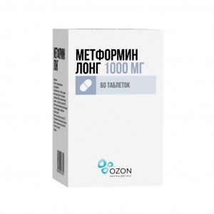 Купить Метформин-Лонг 1000 мг 60 шт таблетки с пролонгированным высвобождением