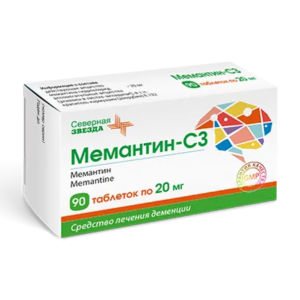Купить: Мемантин-СЗ 20 мг 90 шт таблетки покрытые пленочной оболочкой 