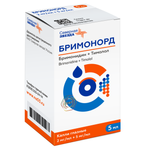 Купить: Бримонорд 2 мг/мл + 5 мг/мл 5 мл капли глазные флакон-капельница