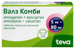 Купить: Валз Комби 5 мг + 80 мг 28 шт таблетки покрытые пленочной оболочкой