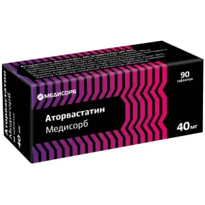 Купить Аторвастатин Медисорб 40 мг 90 шт таблетки покрытые пленочной оболочкой