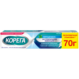 Купить: Корега Экстра Сильный крем для фиксации зубных протезов 70мл мятный вкус