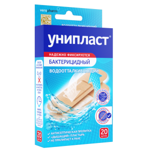 Купить: Унипласт пластырь 20 шт 1,9 см × 7,2 см бактерицидный влагостойкий