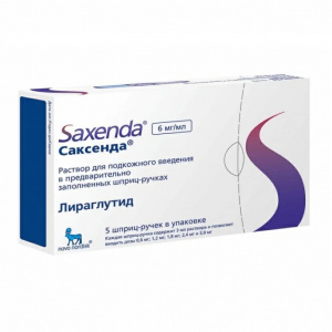 Купить: Саксенда 6 мг/мл 3 мл 5 шт раствор для подкожного введения шприц-ручка