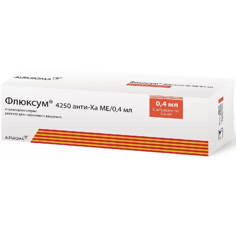 Купить Флюксум 4250 МЕ анти-Ха/0,4 мл 0,4 мл 6 шт раствор для подкожного введения шприц