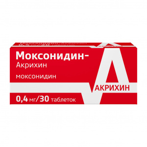 Купить: Моксонидин-Акрихин 400 мкг 30 шт таблетки покрытые пленочной оболочкой