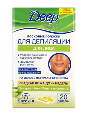 Купить: Floresan 20 шт полоски восковые для депиляции для лица с алоэ вера