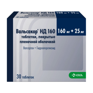 Купить: Вальсакор HД 160 160 мг + 25 мг 30 шт таблетки покрытые пленочной оболочкой