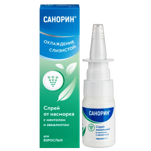Купить: Санорин 0,1% 10 мл спрей назальный с ментолом и эвкалиптом