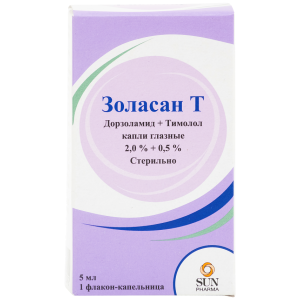 Купить: Золасан Т 20 мг+5 мг 5 мл капли глазные флакон-капельница