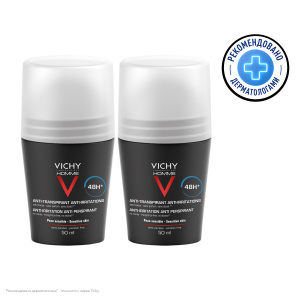 Купить: Vichy Homme 50 мл 2 шт дезодорант-антиперсперант для чувствительной кожи 48 ч