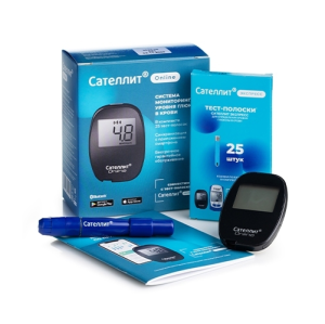 Купить: Сателлит Online комплект  глюкометр система мониторинга уровня глюкозы в крови + 25 шт тест-полоски