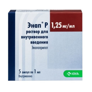 Купить: Энап Р 1,25 мг/мл 1 мл 5 шт раствор для внутривенного введения ампулы