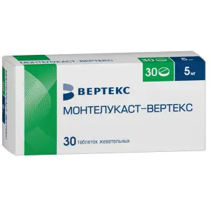 Купить Монтелукаст-Вертекс 5 мг 30 шт таблетки жевательные