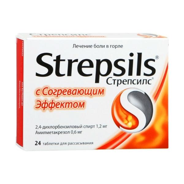 Купить Стрепсилс таблетки д/рассас №24 согревающий эффект