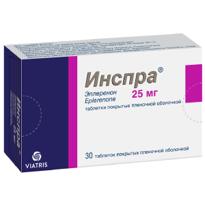 Купить: Инспра 25 мг 30 шт таблетки покрытые пленочной оболочкой