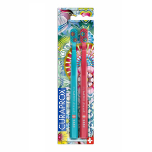 Купить: Curaprox ultrasoft summer 2021 2 шт набор зубных щеток (голубая, малиновая)