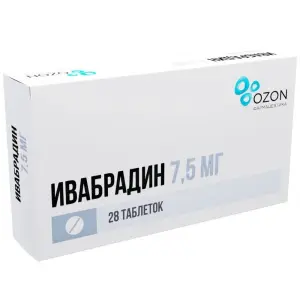Купить Ивабрадин 7,5 мг 28 шт таблетки покрытые пленочной оболочкой