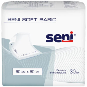 Купить: Seni Soft Basic пеленки 60смX60см №30 (2 капли)
