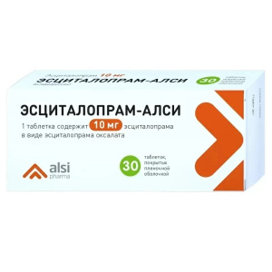 Купить: Эсциталопрам-Алси 10 мг 30 шт таблетки покрытые пленочной оболочкой