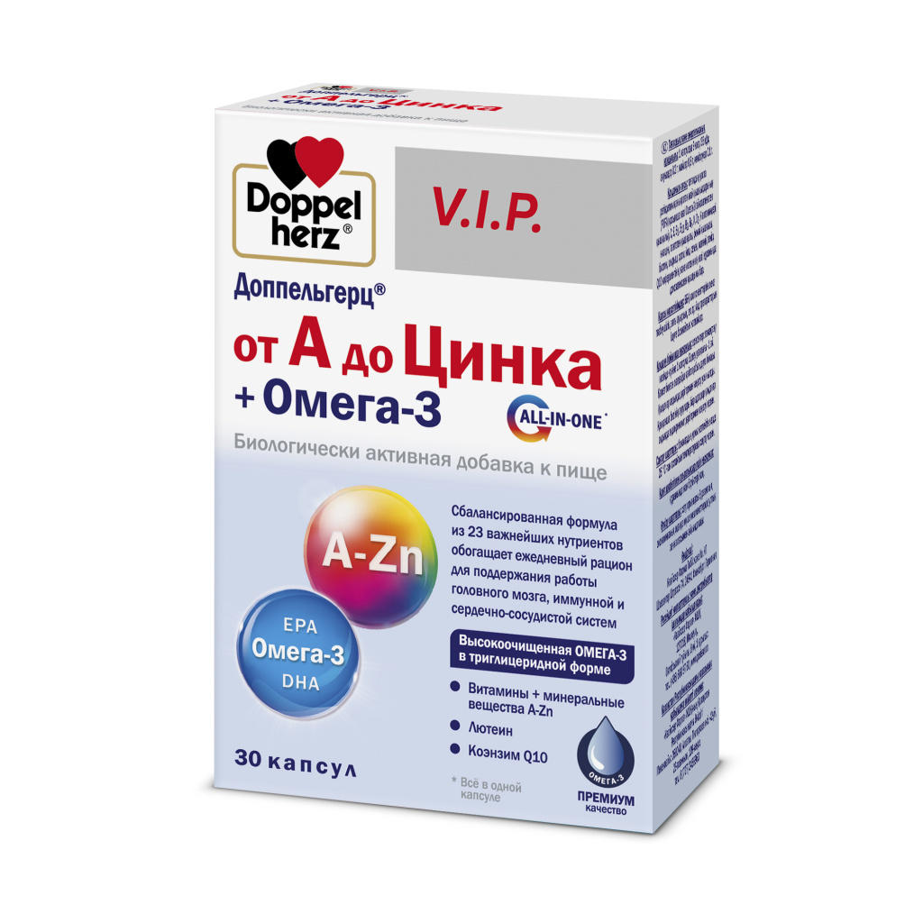 Купить Doppelherz V.I.P. от А до Цинка + Омега-3 30 шт капсулы
