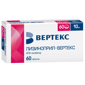 Купить: Лизиноприл Вертекс таблетки 10мг №60