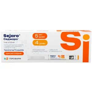 Купить Седжаро 5 мг/доза 2,4 мл 1 шт раствор для подкожного введения шприц-ручка + иглы одноразовые 4 шт