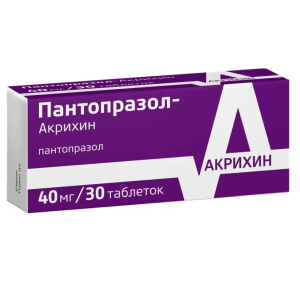 Купить: Пантопразол-Акрихин 40 мг 30 шт таблетки кишечнорастворимые покрытые пленочной оболочкой