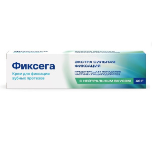 Купить: Фиксега 40 г крем для фиксации зубных протезов экстрасильная фиксация с нейтральным вкусом
