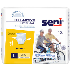 Купить: Seni Active Normal 10 шт подгузники-трусы размер L 5,5 капель
