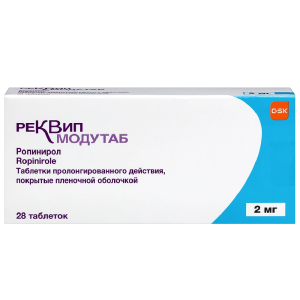 Купить: Реквип Модутаб 2 мг 28 шт таблетки покрытые пленочной оболочкой пролонгированного действия