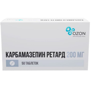 Купить: Карбамазепин Ретард 200 мг 50 шт таблетки с пролонгированным высвобождением