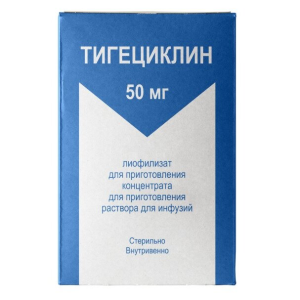 Купить: Тигециклин 50 мг 1 шт лиофилизат для приготовления концентрата для приготовления раствора для инфузий флакон