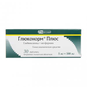 Купить: Глюконорм Плюс таб ппо 5мг+500мг №30