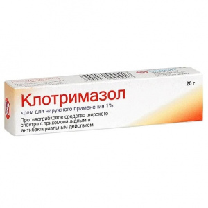 Купить: Клотримазол 1 % 20 г крем для наружного применения