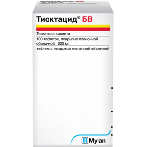 Купить: Тиоктацид БВ 600 мг 100 шт таблетки покрытые пленочной оболочкой