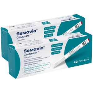 Купить: Набор 2 уп. Семавик 0,25/0,5/1 мг/доза 3 мл 1 шприц-ручка + 9 игл