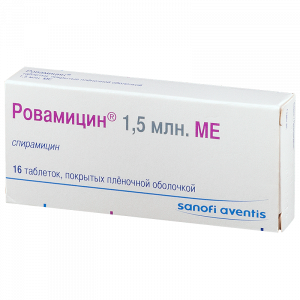 Купить: Ровамицин 1,5 млн МЕ 16 шт таблетки покрытые оболочкой