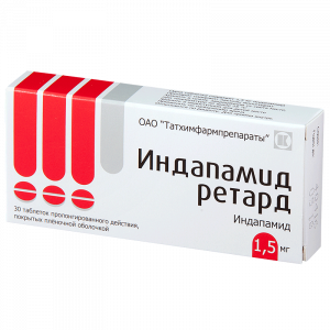 Купить: Индапамид Ретард 1,5 мг 30 шт таблетки с пролонгированным высвобождением покрытые пленочной оболочкой